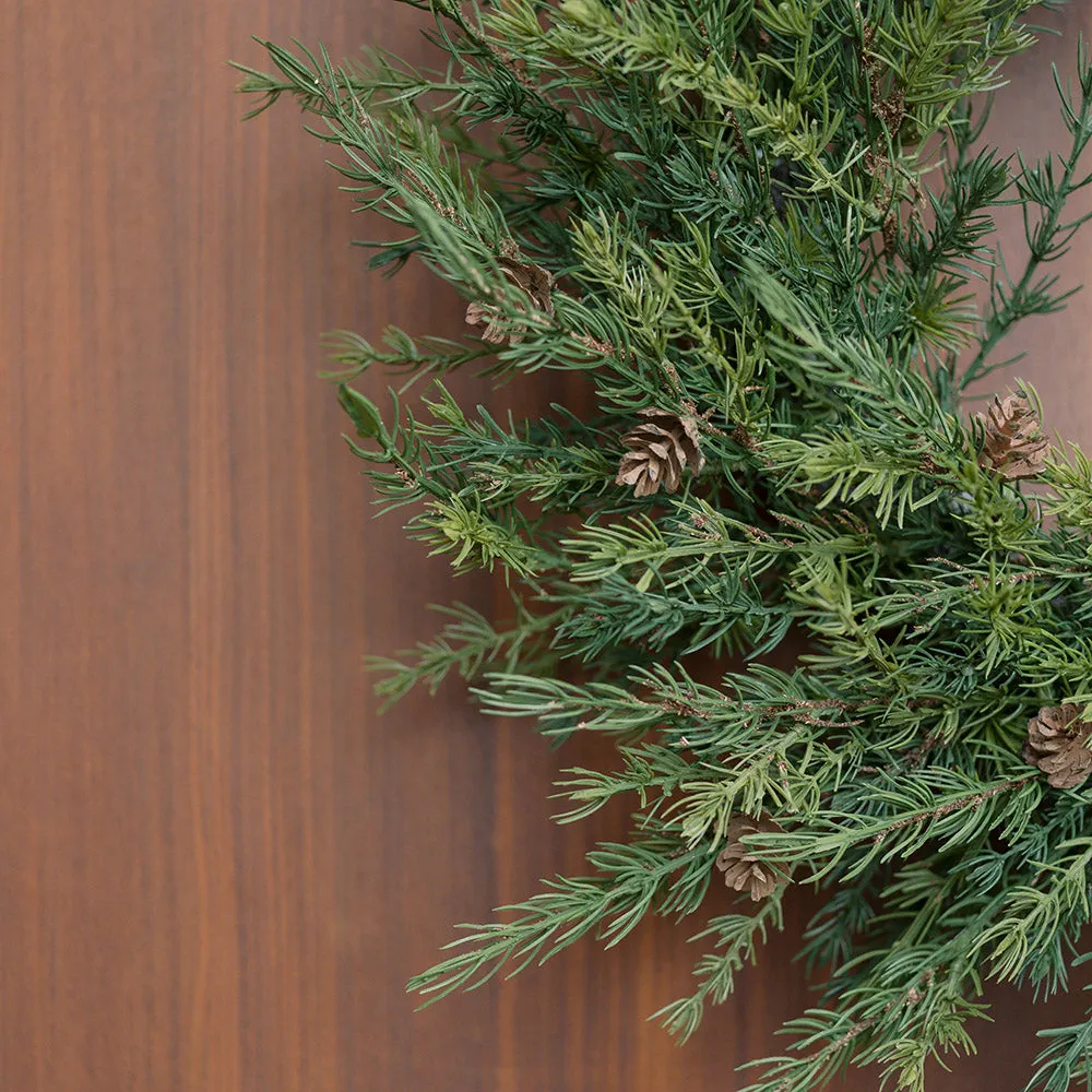 28" Artificial Pine Wreath with Pinecones