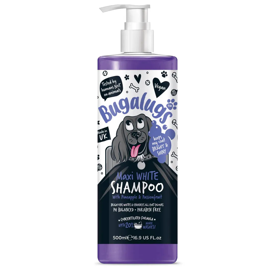 Bugalugs Maxi White Whitening Dog Shampoo with Pineapple & Passionfruit