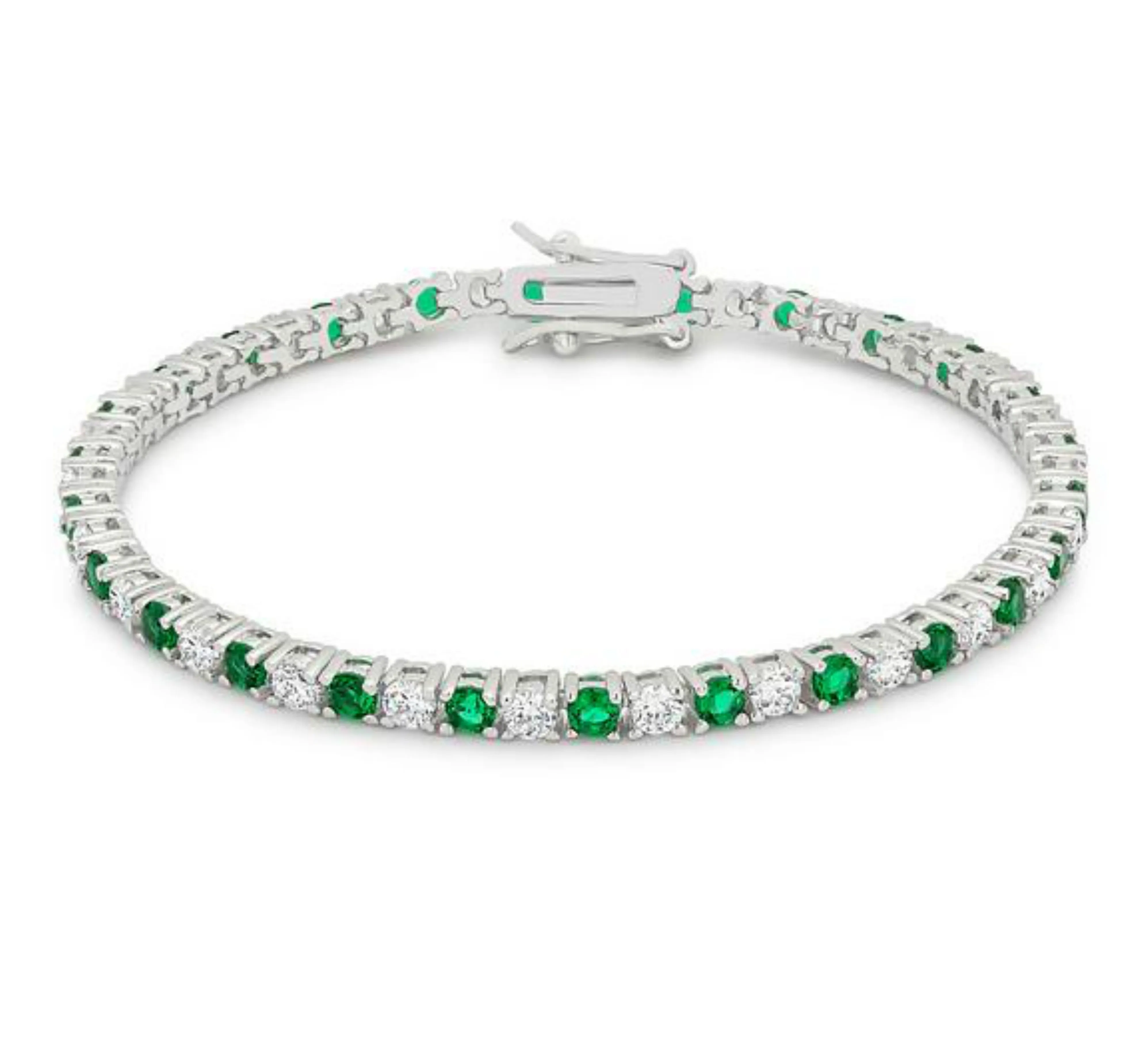 Cassidy Emerald and Clear Round  CZ Tennis Bracelet – 7in | 10ct