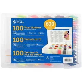 Coats & Clark Storage Box & Floss Bobbins 100/Pkg