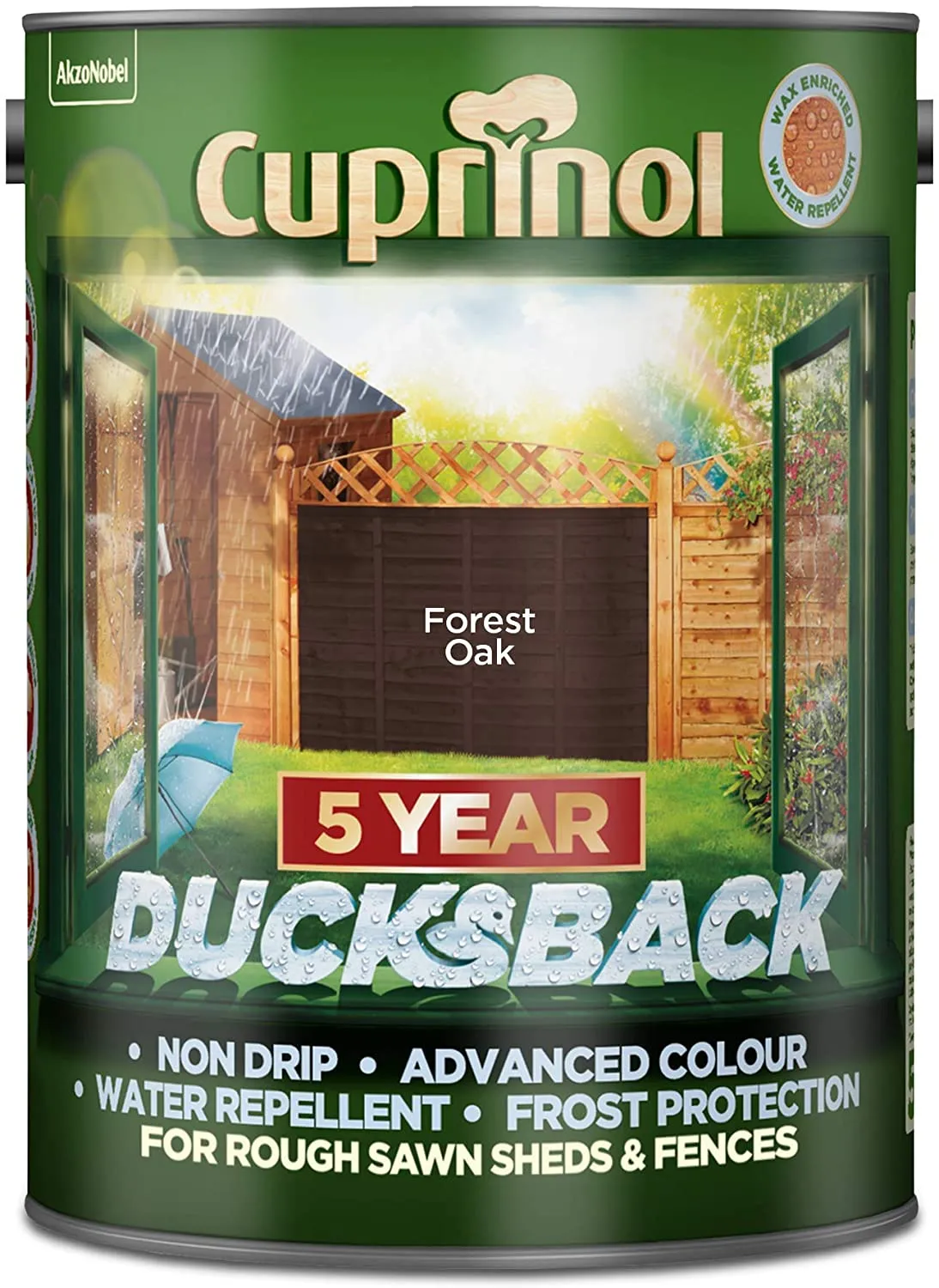 Cuprinol Ducksback 5 Year Waterproof for Sheds and Fences - Forest Oak 5 Litre