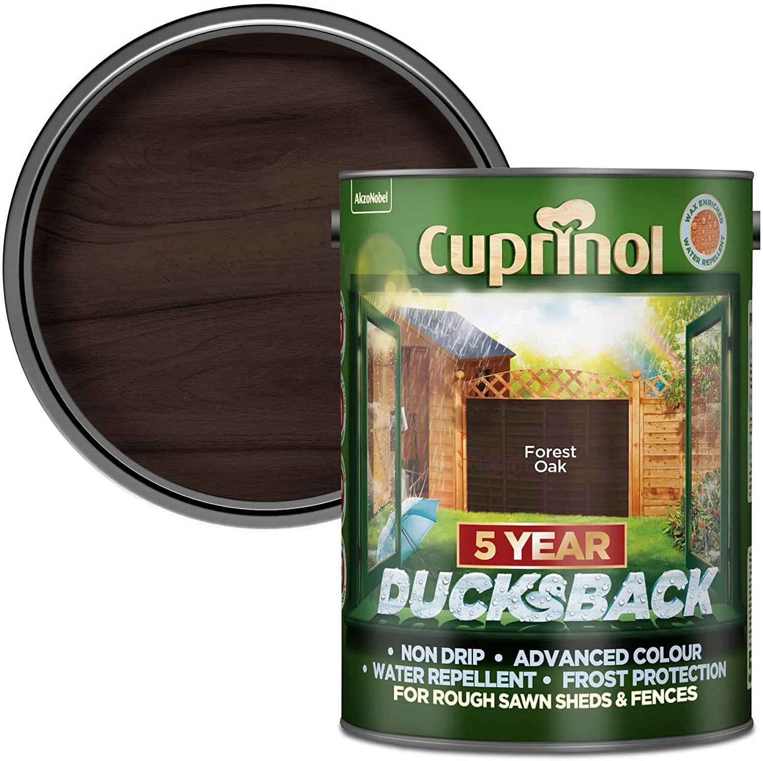 Cuprinol Ducksback 5 Year Waterproof for Sheds and Fences - Forest Oak 5 Litre