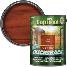 Cuprinol Ducksback 5 Year Waterproof for Sheds and Fences - Rich Cedar 5 Litre