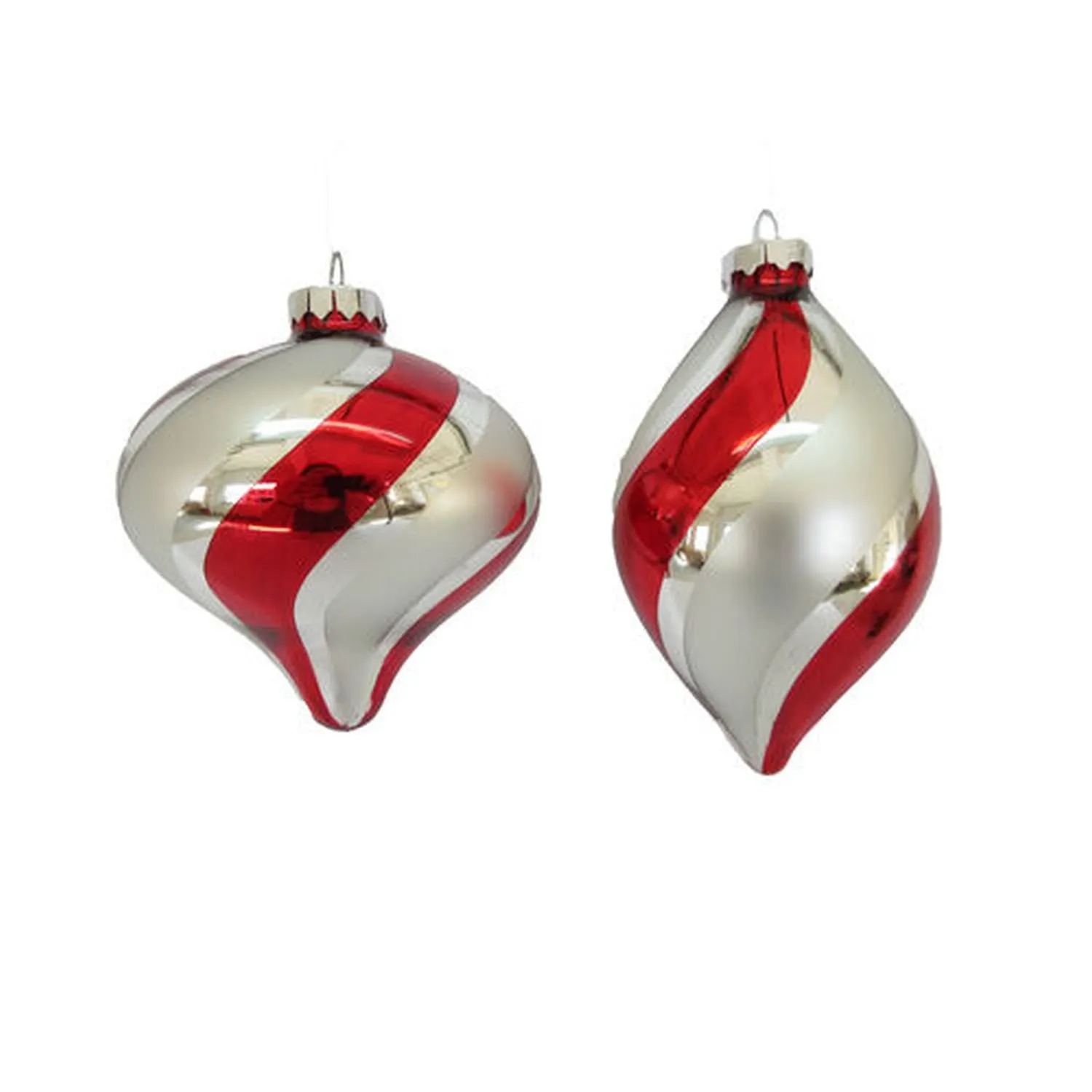 December Diamonds Candy Cane Lace Set Of 2 Assortment Red/White Swirl Ornaments