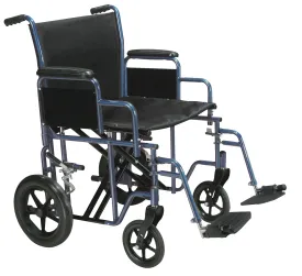 Drive Medical btr22-b Bariatric Heavy Duty Transport Wheelchair with Swing Away Footrest, 22" Seat, Blue