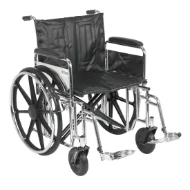 Drive Medical std22dfa-sf Sentra Extra Heavy Duty Wheelchair, Detachable Full Arms, Swing away Footrests, 22" Seat