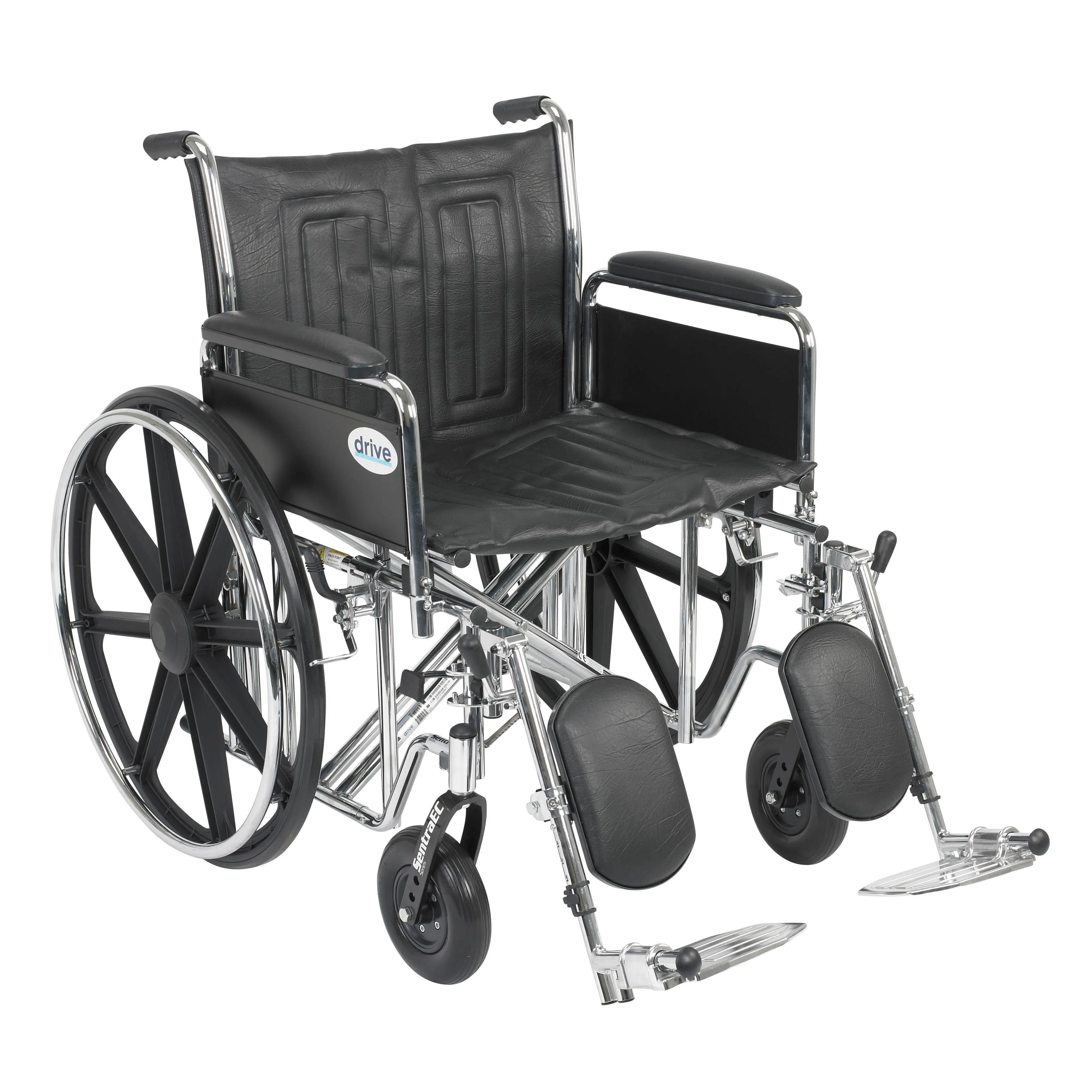 Drive Medical std22ecdfa-elr Sentra EC Heavy Duty Wheelchair, Detachable Full Arms, Elevating Leg Rests, 22" Seat