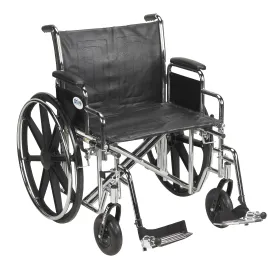 Drive Medical std24ecdda-sf Sentra EC Heavy Duty Wheelchair, Detachable Desk Arms, Swing away Footrests, 24" Seat