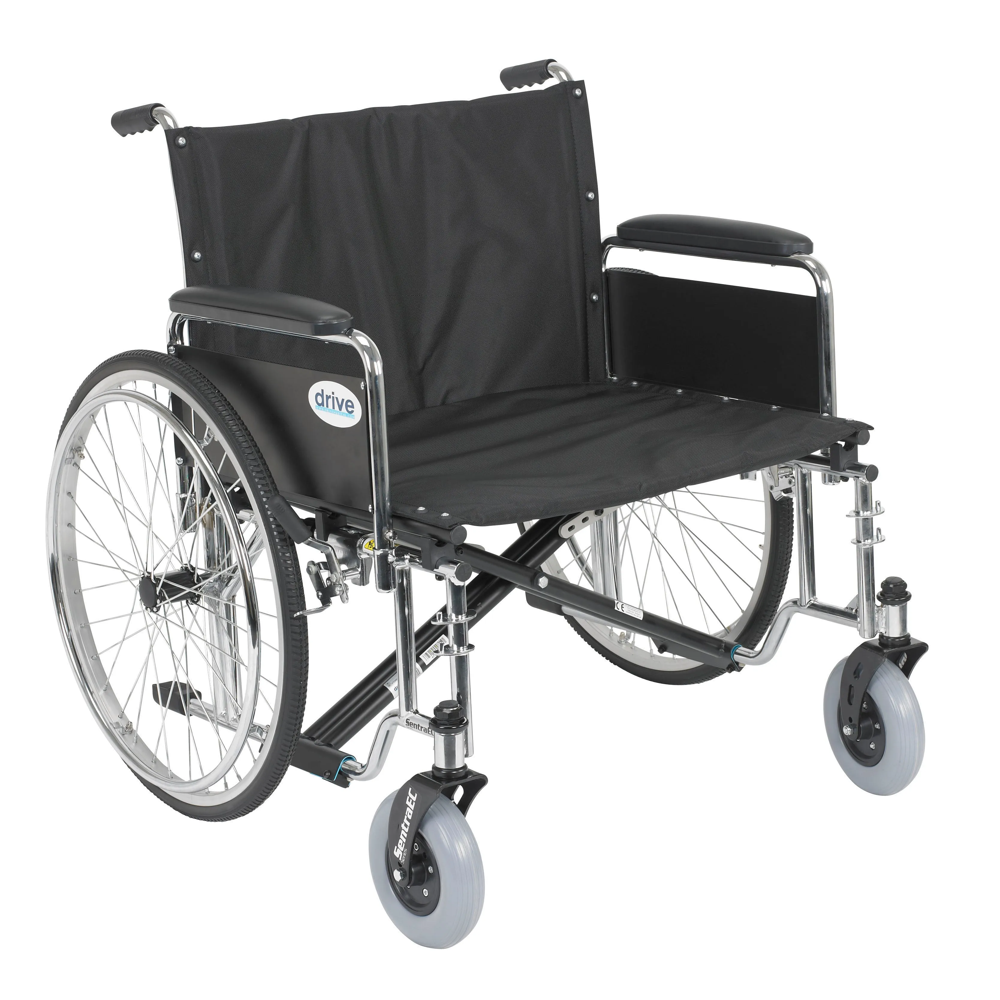 Drive Medical std26ecdfa Sentra EC Heavy Duty Extra Wide Wheelchair, Detachable Full Arms, 26" Seat