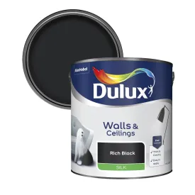 Dulux Silk Emulsion Paint For Walls And Ceilings - Rich Black 2.5L