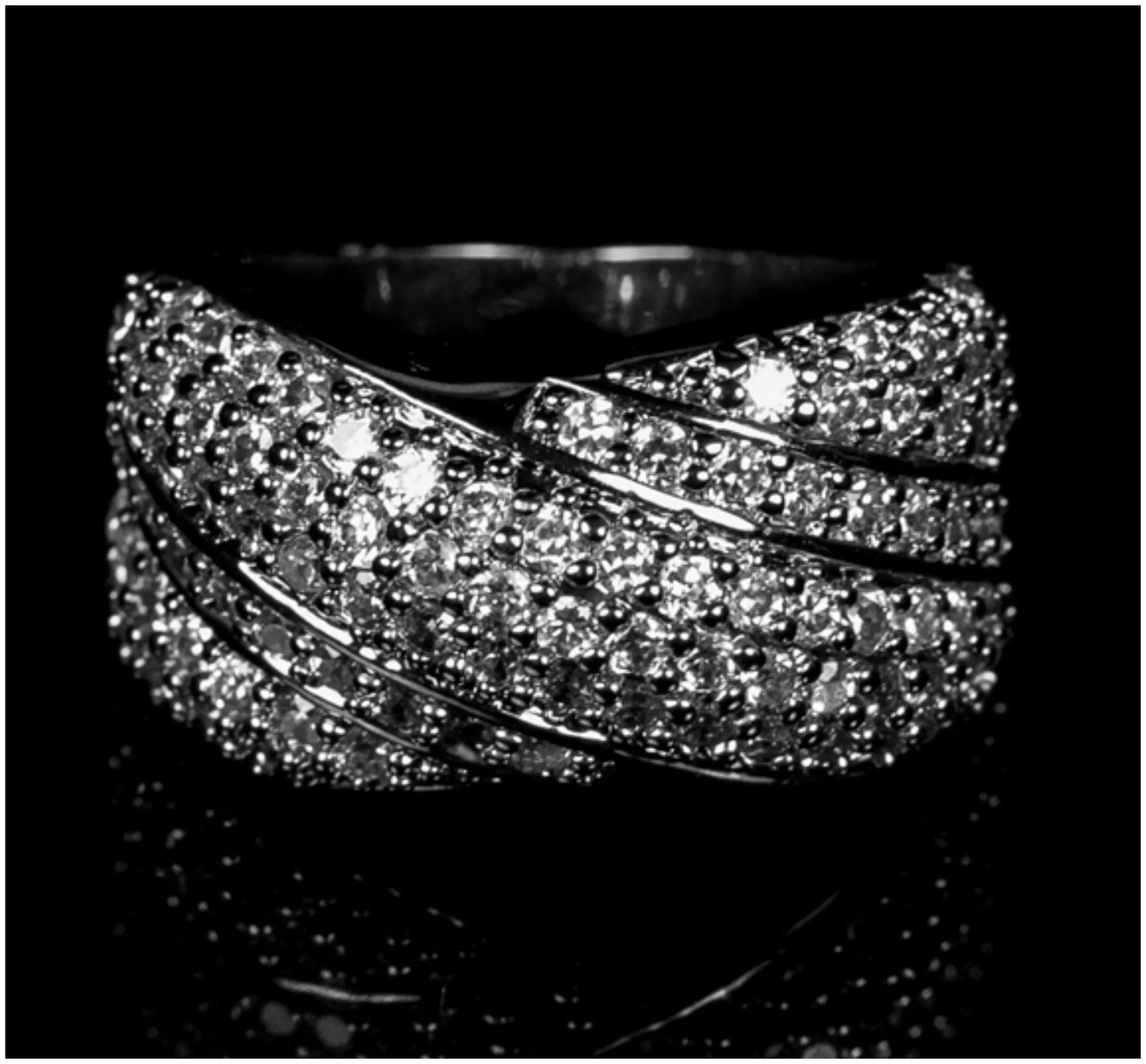 Flair Cluster Fashion Pave Wide Band Ring | 7ct