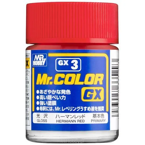 Mr. Hobby GX3 Mr. Color GX Gloss Hermann Red Lacquer Paint 18ml