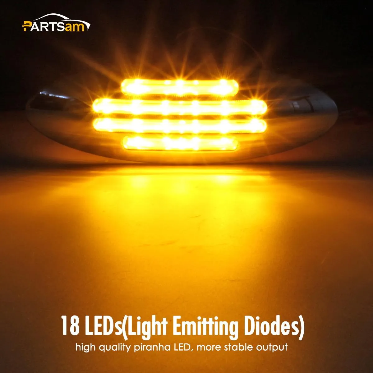 Partsam 10Pcs 6-3/5 Inch Flat-line Oval Stealth Led Side Marker Lights Amber 18 Diodes Sealed w Bullet Plug Flush Mount Waterproof Led Front Fender Marker Lights Panel Lights 12V