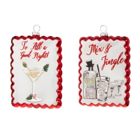 Raz 2023 Holiday Cheers 5" Holiday Cocktails Scalloped Edge Ornament, Asst of 2