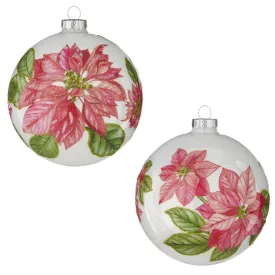 Raz Imports 2021 4.75-inch Poinsettia Ball Ornament, Assortment of 2