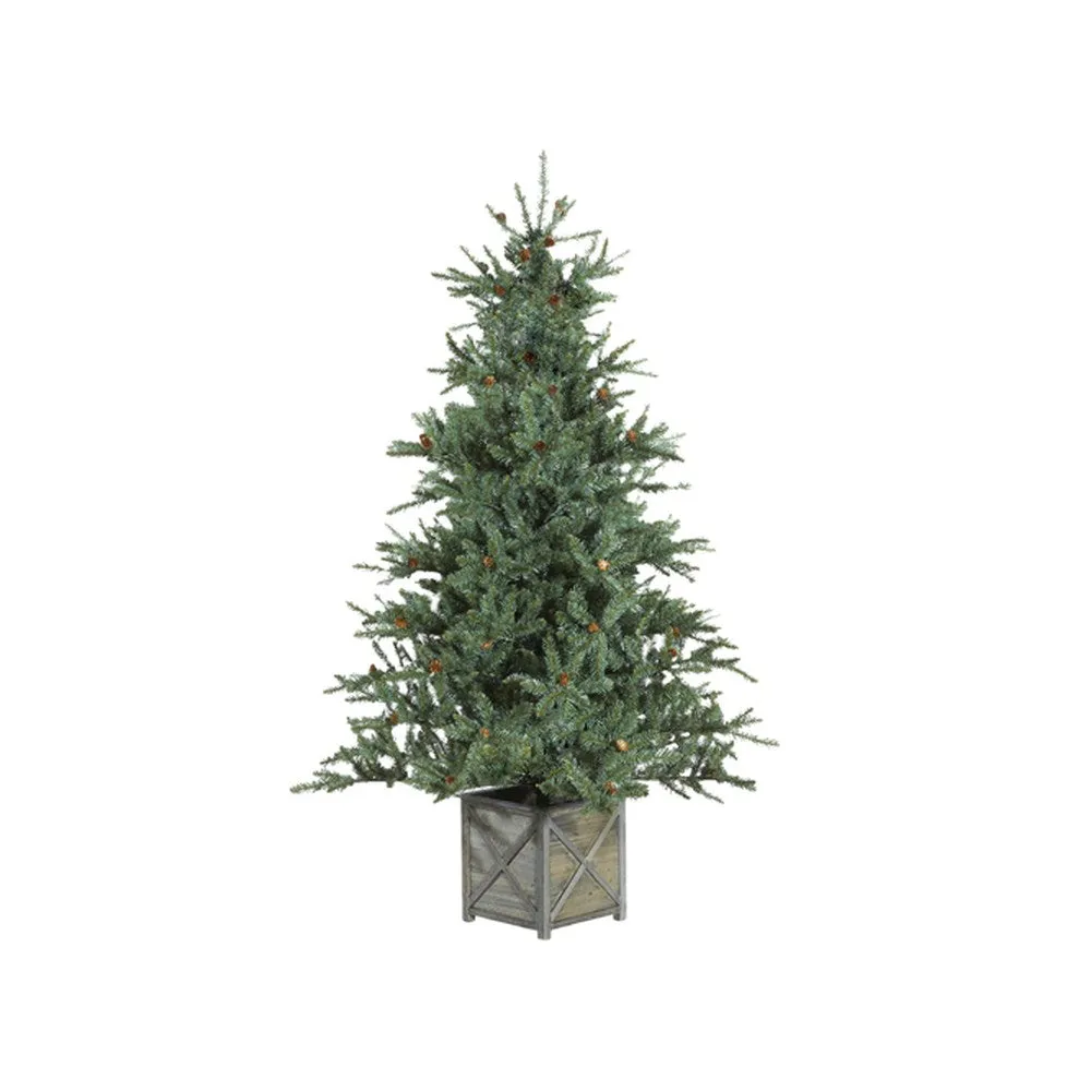 Raz Imports 2021 Greenery Snake Light Slim Flocked Alpine Fir Tree