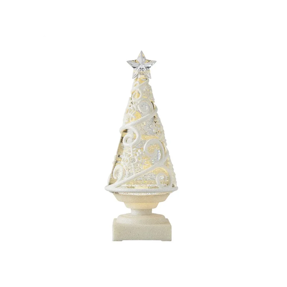 Raz Imports 2021 Holiday Water Lanterns 11.5-inch Glitter Embossed Lighted Tree