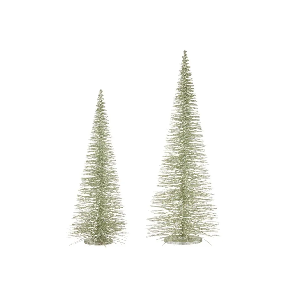 Raz Imports 2021 Oh Holy Night 39" Champagne Green Bottle Brush Tree, Set of 2.