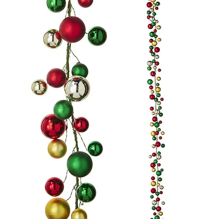 Raz Imports 2022 Ball Garlands 6' Red, Green Ball Garland