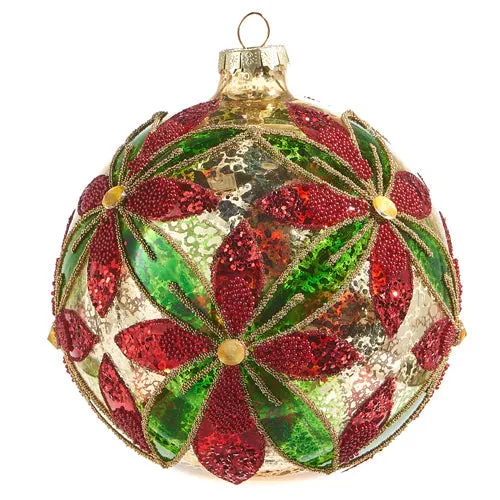 Raz Imports 2023 Classic Carols 5" Poinsettia Ball Ornament