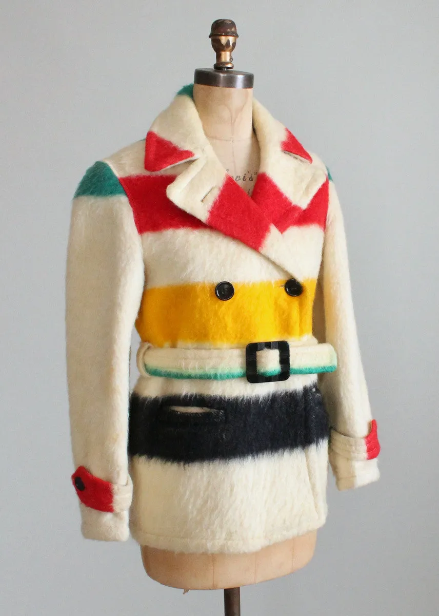 Vintage 1940s Hudson Bay Company Blanket Coat