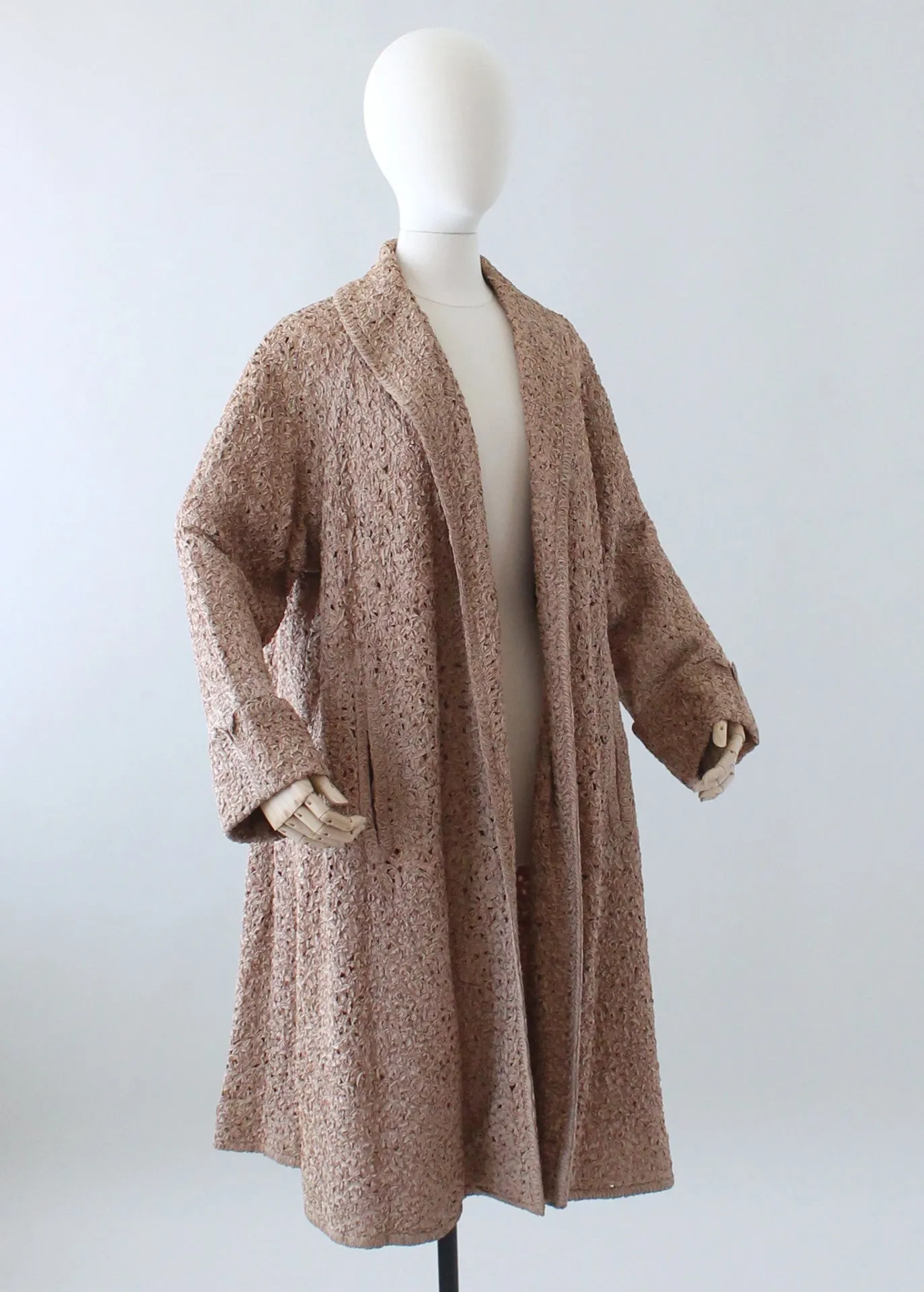 Vintage 1950s Woven Ribbon Lace Swing Coat