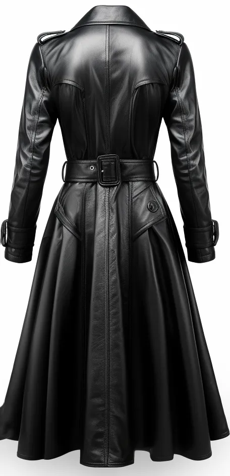 Women Luna Black Long Leather Coat